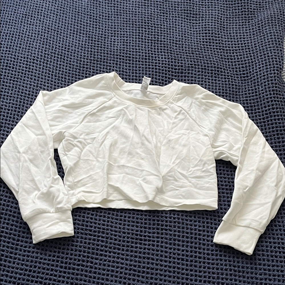 American Apparel White Long Sleeve Crop Top